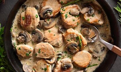 Ψαρονέφρι αλά κρεμ με μανιτάρια στο τηγάνι