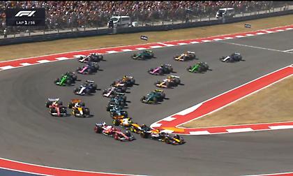 Η εντυπωσιακή εκκίνηση στο GP των ΗΠΑ για Φερστάπεν και τις δύο Ferrari!