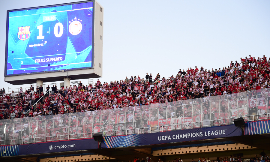 Μπαρτσελόνα-Ολυμπιακός: Η κερκίδα των φίλων του Ολυμπιακού στο Μονζουίκ