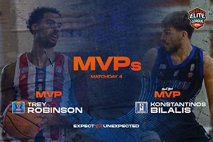 Elite League: MVP της 4ης αγωνιστικής ο Ρόμπινσον, MVP Next Gen ο Μπιλάλης