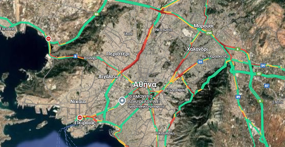 Στο «κόκκινο» ο Κηφισός - Κυκλοφοριακά προβλήματα