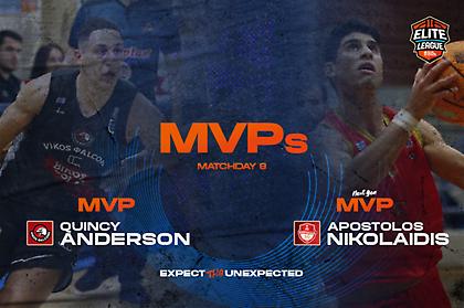 Elite League: MVP της 8ης αγωνιστικής ο Άντερσον, MVP Next Gen ο Νικολαΐδης