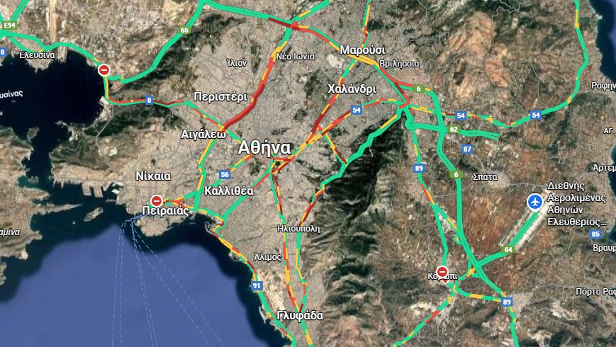 Η κίνηση στους δρόμους της Αθήνας