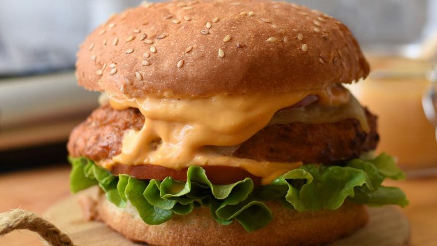 Burger κοτόπουλο γεμιστό με τυριά και πράσο