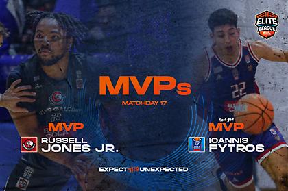 Elite League: MVP της 17ης αγωνιστικής ο Τζόουνς, MVP Next Gen ο Φύτρος