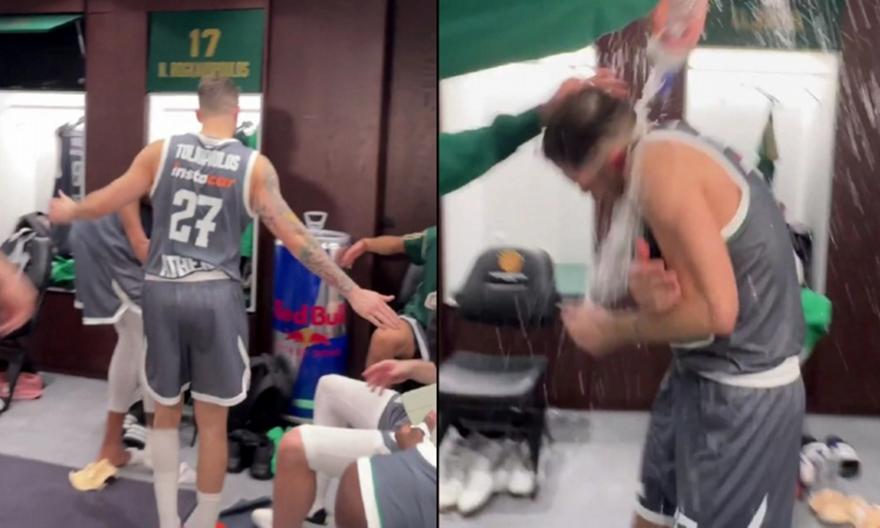 Αποθέωση και μπουγέλο για τον Τολιόπουλο στα αποδυτήρια του Παναθηναϊκού!