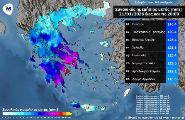 Σχεδόν 150mm βροχής στην Αττική - Ποιες περιοχές «βούλιαξαν»