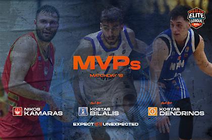 Elite League: MVP της 18ης αγωνιστικής ο Καμάρας, MVP Next Gen Δενδρινός-Μπιλάλης
