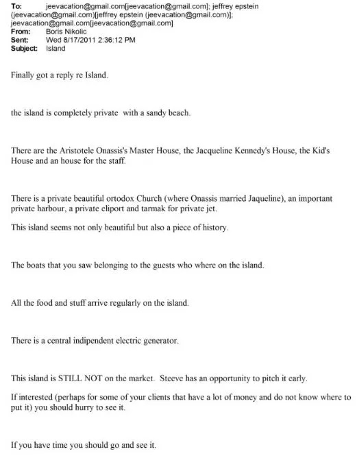 Σκορπιός: Η άγνωστη διαπραγμάτευση του Τζέφρι Έπσταϊν για το νησί του Ωνάση