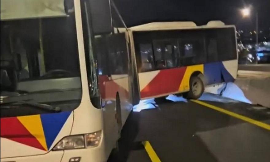 Αστικό λεωφορείο «δίπλωσε» στον Περιφερειακό της Θεσσαλονίκης