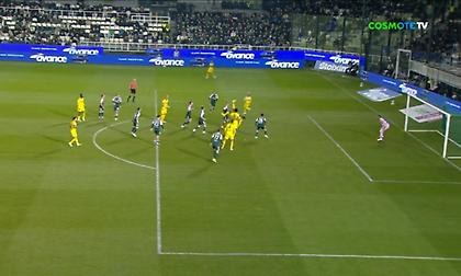 Άγγιξε την ισοφάριση ο Άρης με το ανάποδο ψαλίδι του Καντεβέρε να σταματά στο δοκάρι του Λαφόν