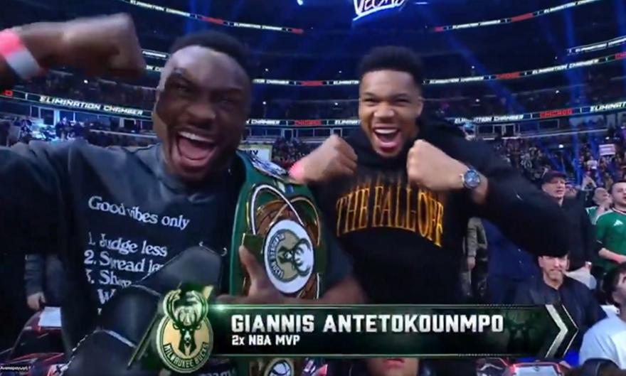 Ο Αντετοκούνμπο πήγε σε αγώνα WWE και ο εκφωνητής τον παρακαλούσε να πάει στους Νικς!