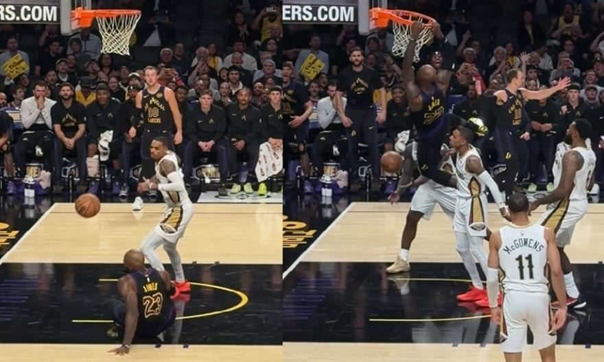 Ασταμάτητος ΛεΜπρόν, ακόμα κι αν γλιστράει, σηκώνεται και καρφώνει!