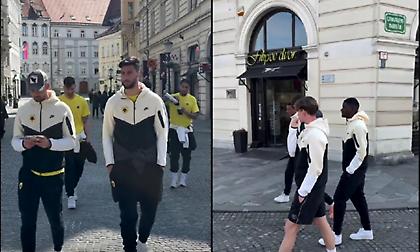 Χαλάρωσαν με πρωινή βόλτα στους δρόμους της Λιουμπλιάνας οι παίκτες της ΑΕΚ