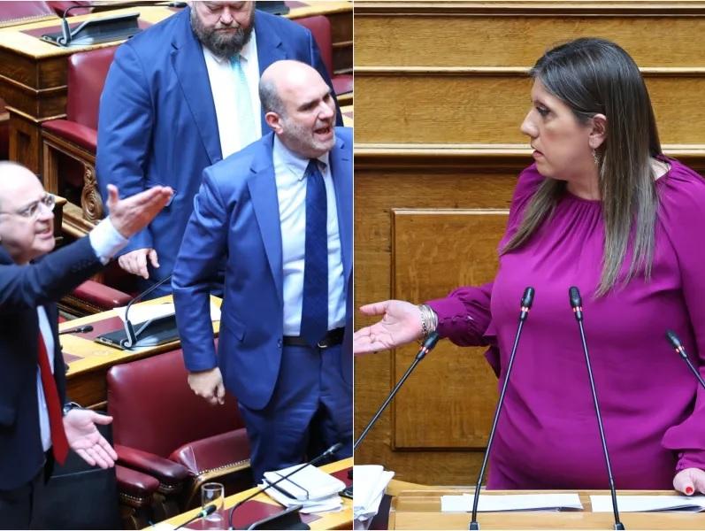 Χαμός στη Βουλή με Κωνσταντοπούλου - Λαζαρίδη - Μαρκόπουλο: «Τραμπούκος, γυμνοσάλιαγκας» - «Είστε χυδαία»