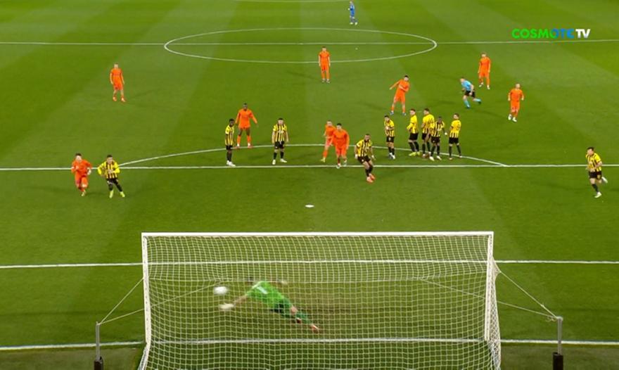 Παραλίγο δεύτερο σοκ για την ΑΕΚ, δοκάρι σε μακρινή εκτέλεση φάουλ για την Τσέλιε!