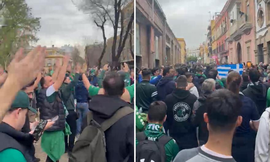 Οι οπαδοί του Παναθηναϊκού «ζεσταίνονται» πριν το μεγάλο ματς με την Μπέτις στους δρόμους της Σεβίλλης!