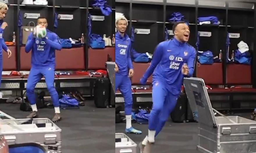 Ο Εμπαπέ βάζει... καλάθια στ' αποδυτήρια της Γαλλίας και τρελαίνεται!