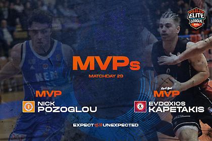 Elite League: MVP της 29ης αγωνιστικής ο Πόζογλου, MVP Next Gen ο Καπετάκης