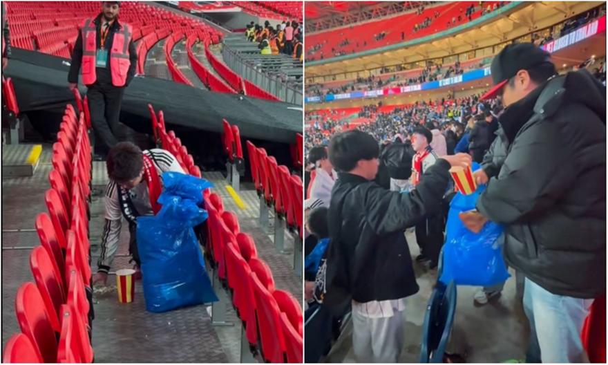 Respect: Δεκάδες Ιάπωνες καθάρισαν την εξέδρα στο Γουέμπλεϊ μετά τη νίκη επί της Αγγλίας