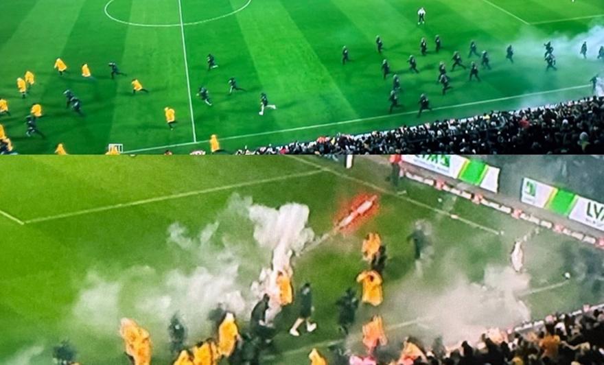 Χάος, κυνήγι οπαδών, κλεμμένα πανό και προσωρινή διακοπή στο Ντινάμο Δρέσδης – Χέρτα Βερολίνου!