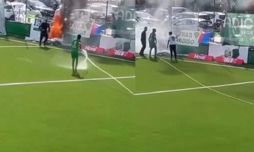 Πρώην παίκτης της Premier League έσβηνε φωτιά με μάνικα εν ώρα αγώνα στην Ελβετία!