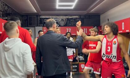 Το βίντεο του Ολυμπιακού από τα αποδυτήρια μετά τη νίκη επί της Ρεάλ και η ατάκα του Μπαρτζώκα στους παίκτες του