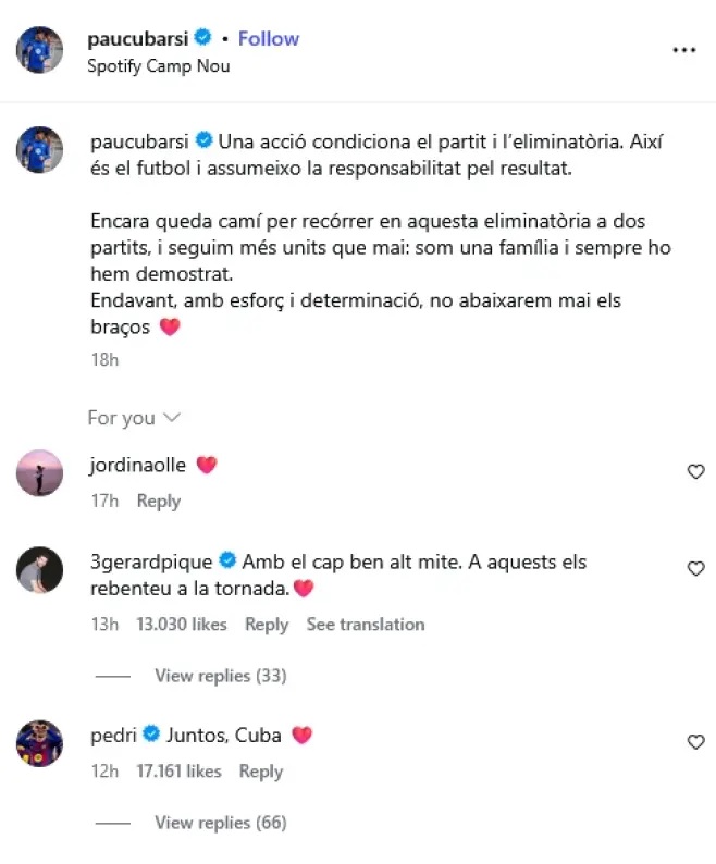 Πικέ σε Κουμπαρσί: «Ψηλά το κεφάλι, θα διαλύσετε την Ατλέτικο στη ρεβάνς»