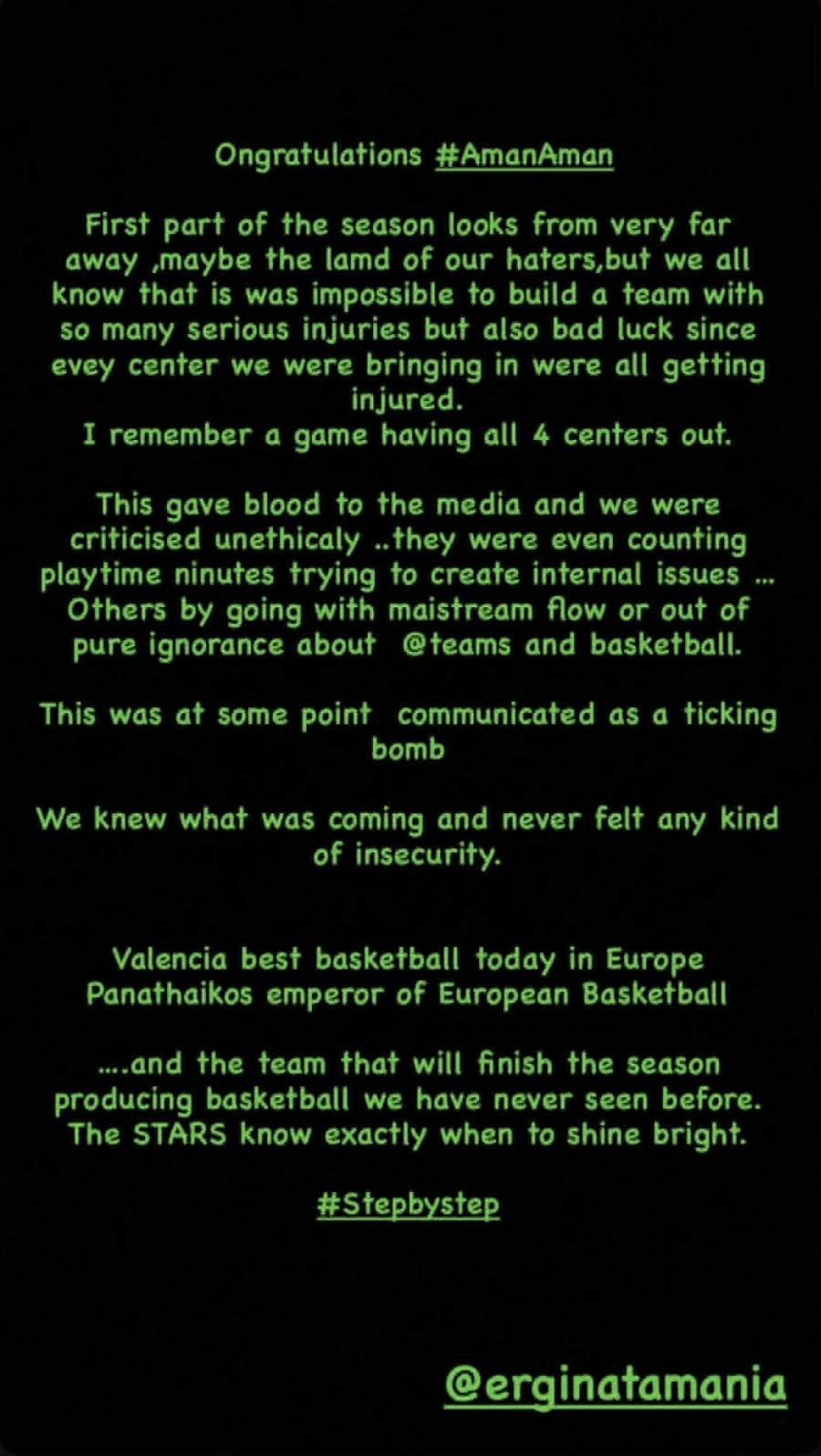 Γιαννακόπουλος: «Δεχθήκαμε ανήθικη κριτική, τα αστέρια ξέρουν πότε να λάμψουν δυνατά»