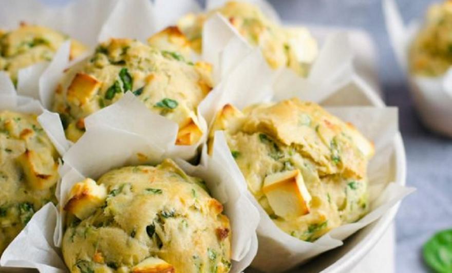 Αλμυρά μάφιν με σπανάκι και τυρί