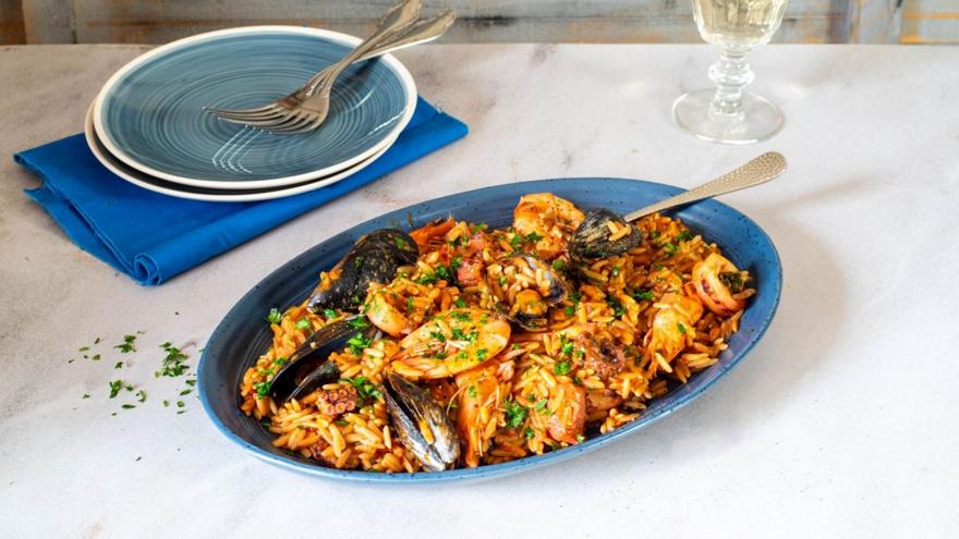 Κριθαρότο με θαλασσινά βήμα - βήμα