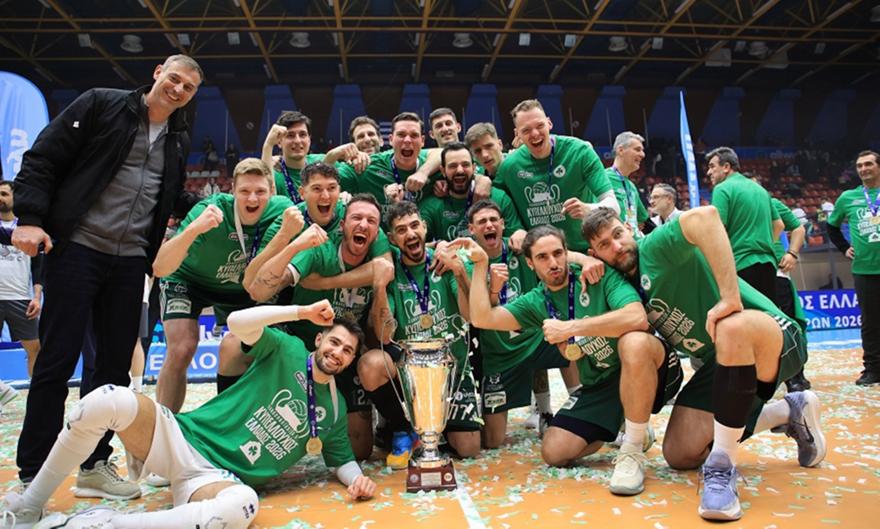 Πράσινο πάρτι στο «σπίτι» του: Φιέστα τίτλου για τους νταμπλούχους στο βόλεϊ του Παναθηναϊκού και την ομάδα με αμαξίδιο!