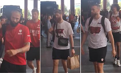 Η άφιξη του Ολυμπιακού στο ΣΕΦ για το Game 3 με τον Παναθηναϊκό