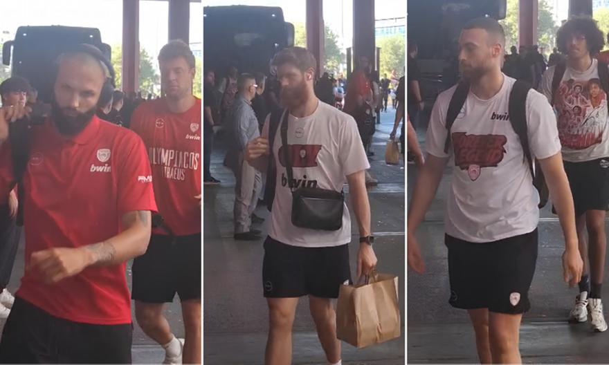 Η άφιξη του Ολυμπιακού στο ΣΕΦ για το Game 3 με τον Παναθηναϊκό