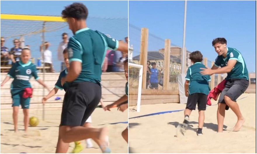 Κωστούλας και Τζίμας έπαιξαν ποδόσφαιρο άμμου με μικρούς φίλους της Μπράιτον