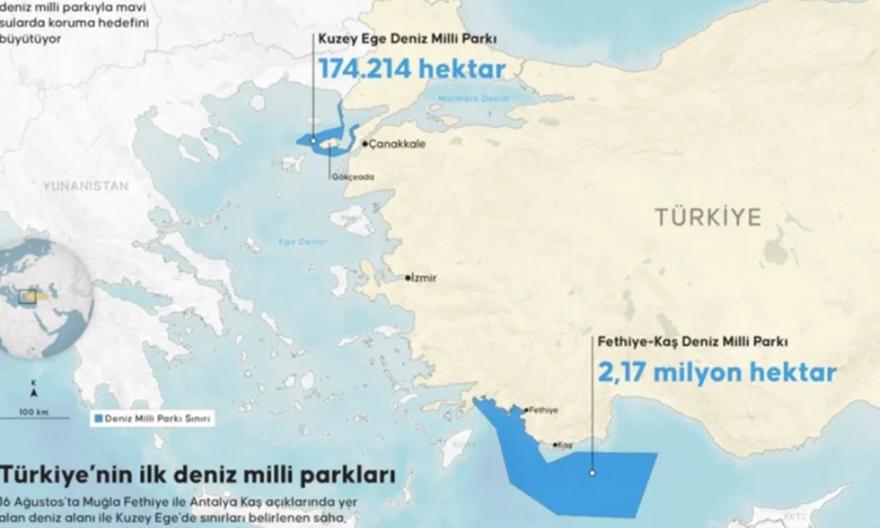 Χάρτη των τουρκικών θαλάσσιων πάρκων δημοσίευσε το Anadolu