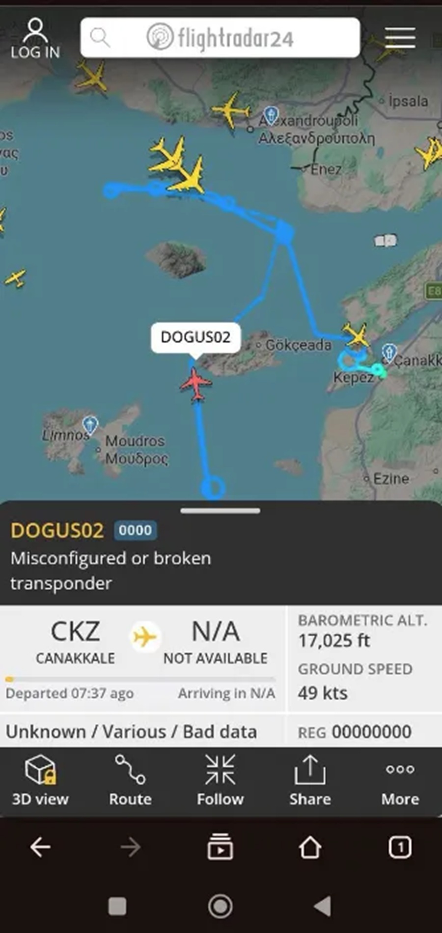 Τουρκικό drone: Πάνω από το Θρακικό Πέλαγος - Τι δείχνει η πορεία του