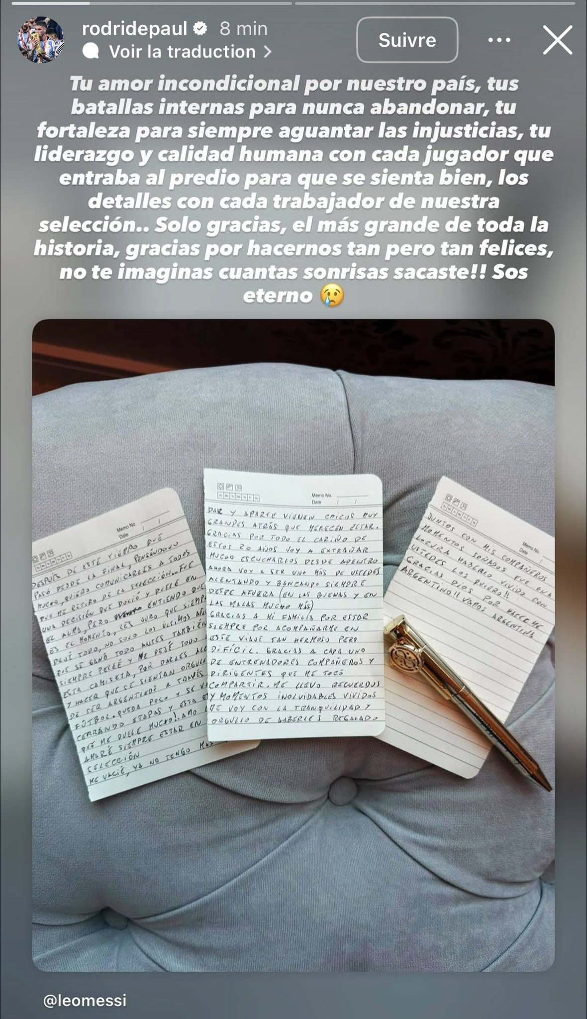 Μέσι: H συγκινητική αφιέρωση του Ντε Πολ