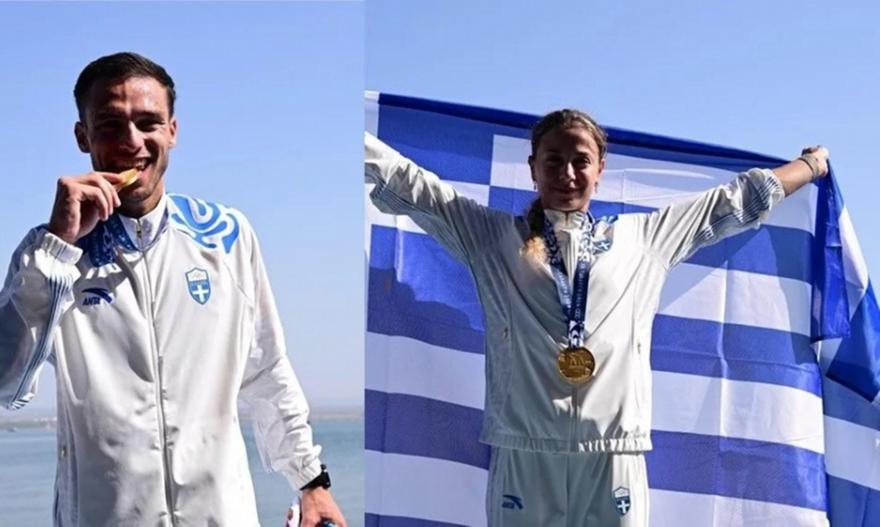 Οι σημαιοφόροι της Ελλάδας στην τελετή λήξης των Μεσογειακών Αγώνων