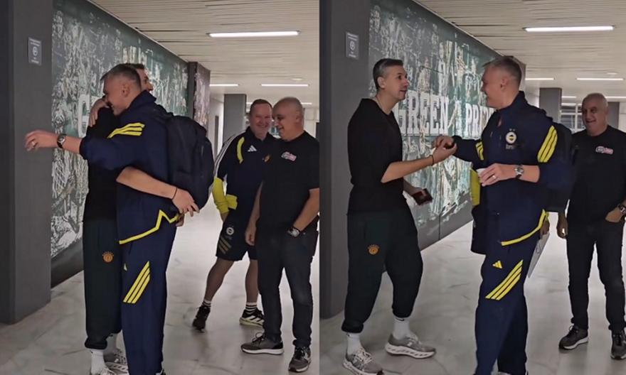 Η αγκαλιά του Σάρας με τον Διαμαντίδη στην επιστροφή του Λιθουανού στο Telekom Center Athens